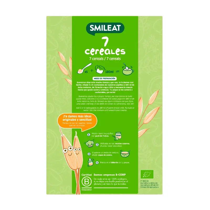 Smileat bouillies de 7 céréales bio, 200 g