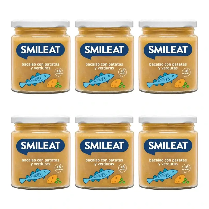 Smileat, petit pot de morue aux pommes de terre et aux légumes, 230 g, lot de 6