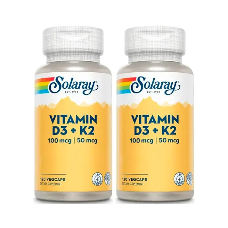 Solaray Vitamine D3 & K2 (Mk7) Pack 2 x 120 Capsules