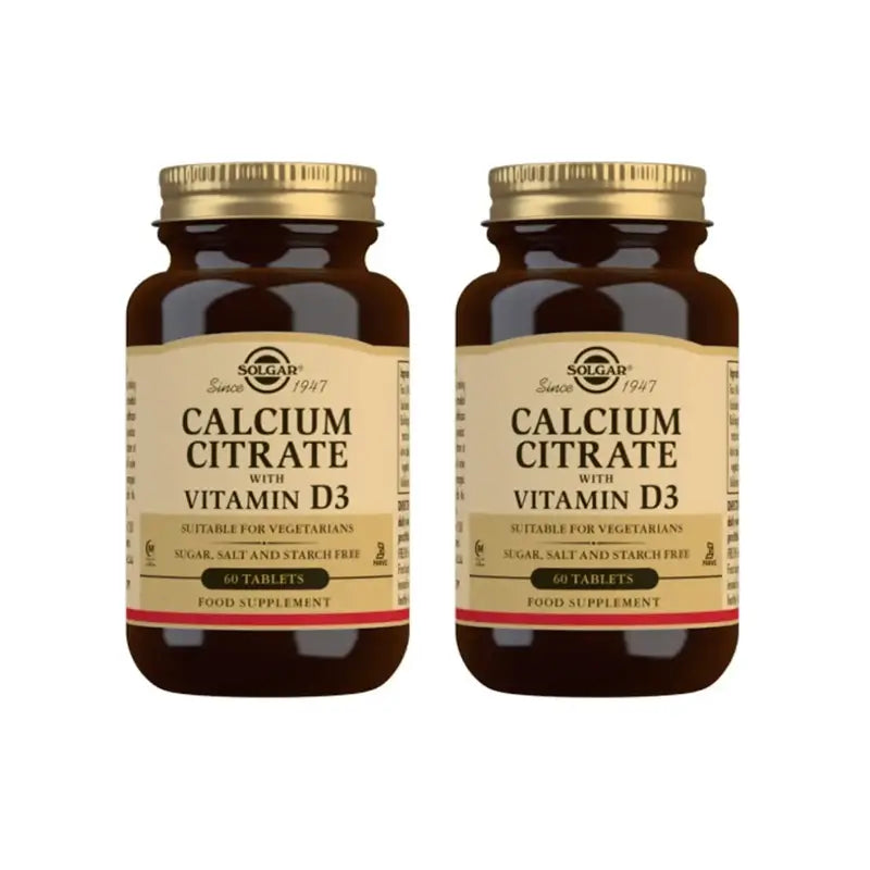 Solgar Citrate de Calcium Avec Vitamine D , 2X60 Comprimés