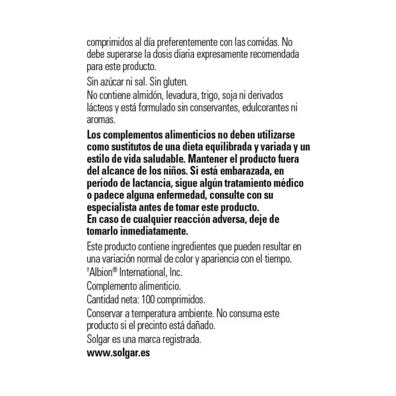 Solgar Magnésium Chélaté, 100 Comprimés