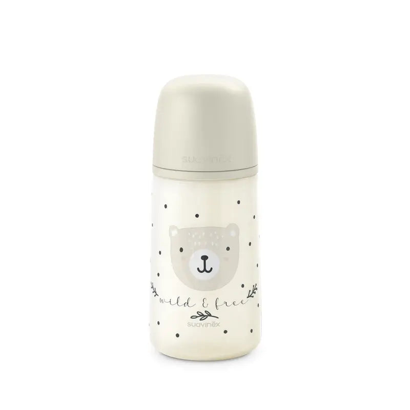 Suavinex Tétine pour biberon Sx Pro Medium Flow (M) +3 Mois Wild&Free Beige, 270 ml