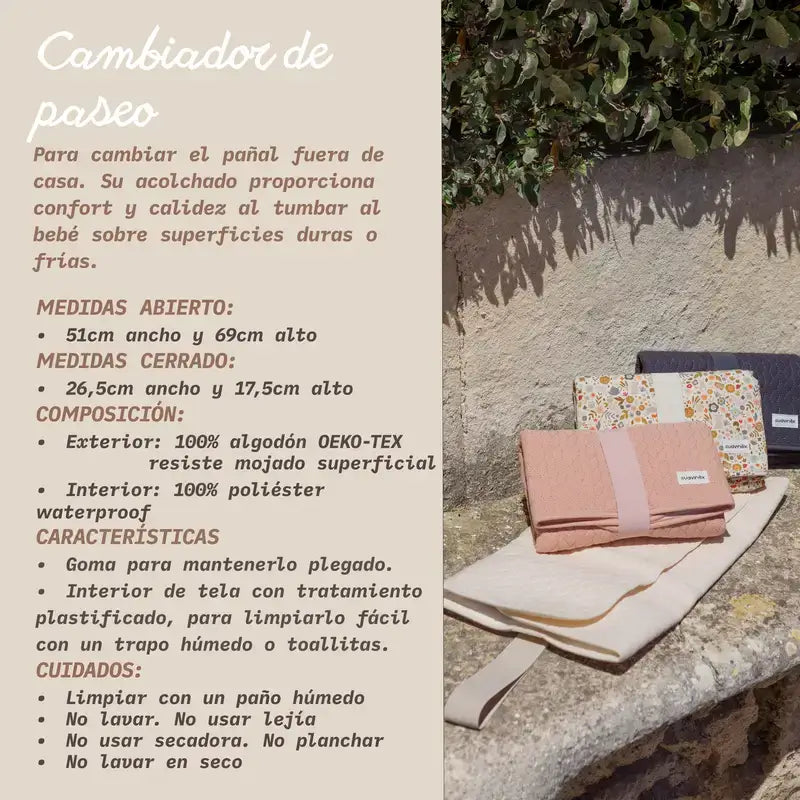 Tapis à langer portable Suavinex, rose