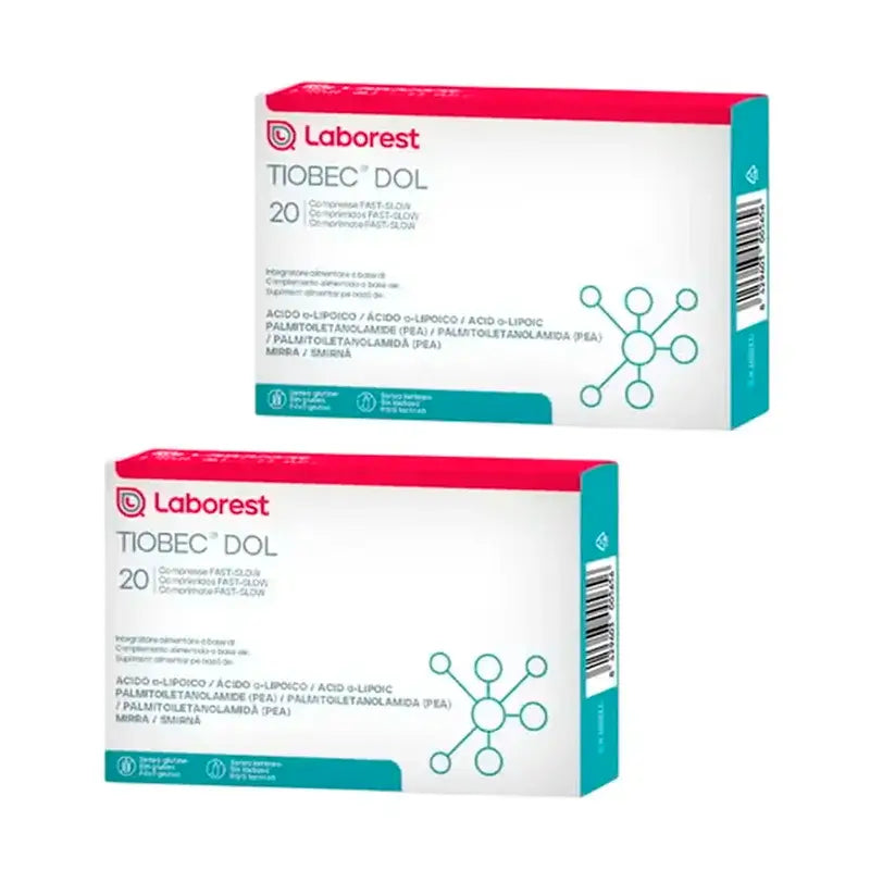 Tiobec Dol Complément alimentaire, paquet de 2 x 20 comprimés Fast-Slow