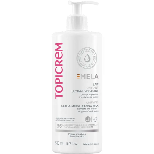 Topicrem Mela Lait corporel unifiant ultra-hydratant, spf15 500 ml