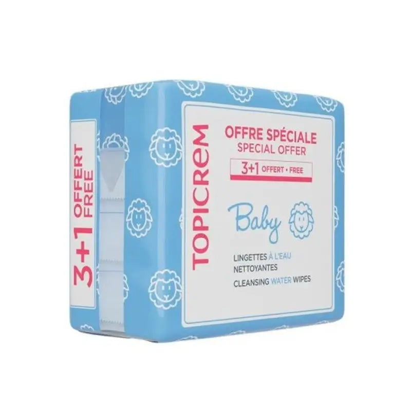 Topicrem Baby Wipes Pack 3+1, 60 unités
