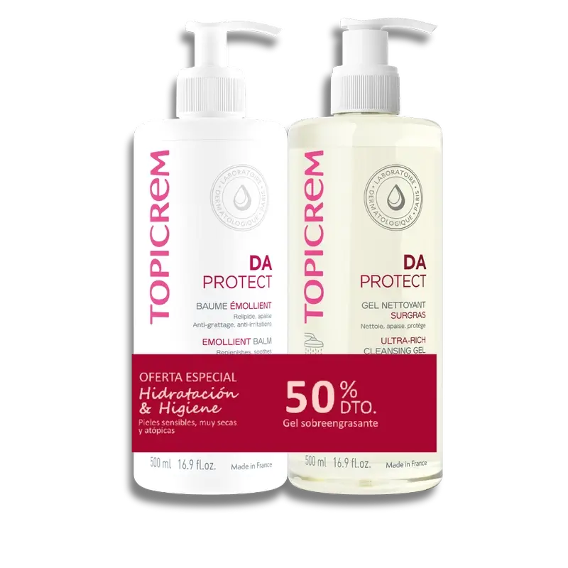 Pack Topicrem Baume émollient Da 500 ml + Gel surgraissant Da 500 ml