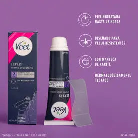 Veet Expert Crème dépilatoire pour femmes, au beurre de karité, 100ml