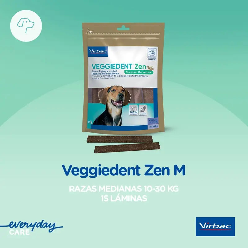 Virbac Veggiedent Zen M, Snack dentaire pour chien de race moyenne