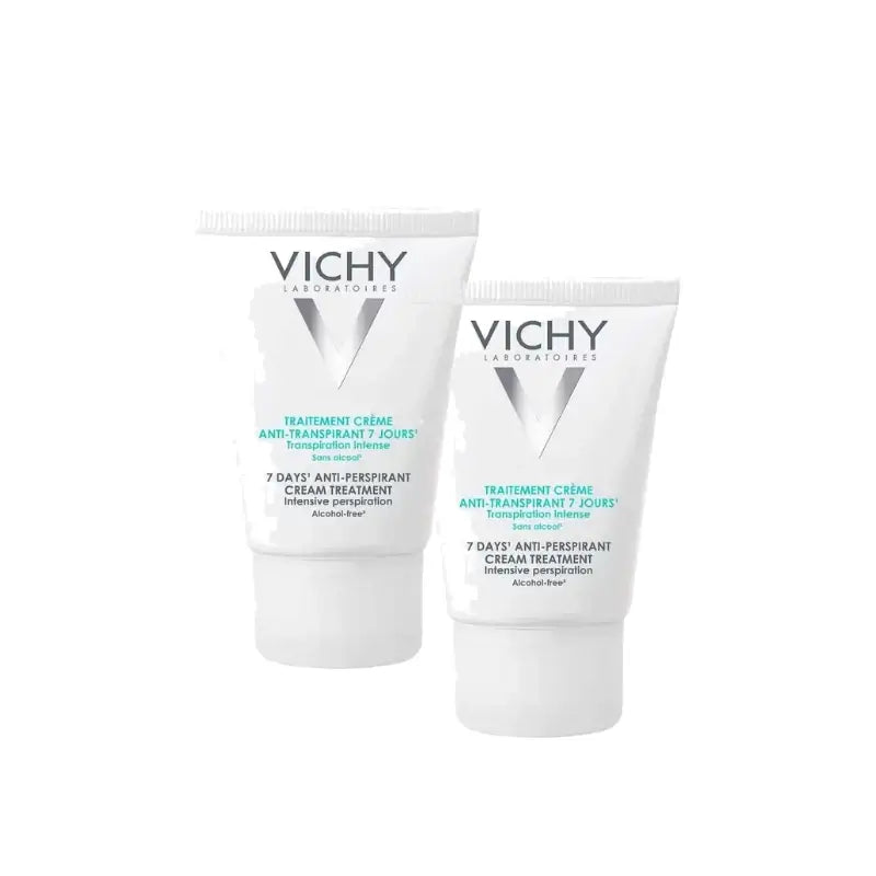 Vichy Déodorant anti-transpirant 7 jours, crème régulatrice, 30 ml, lot de 2