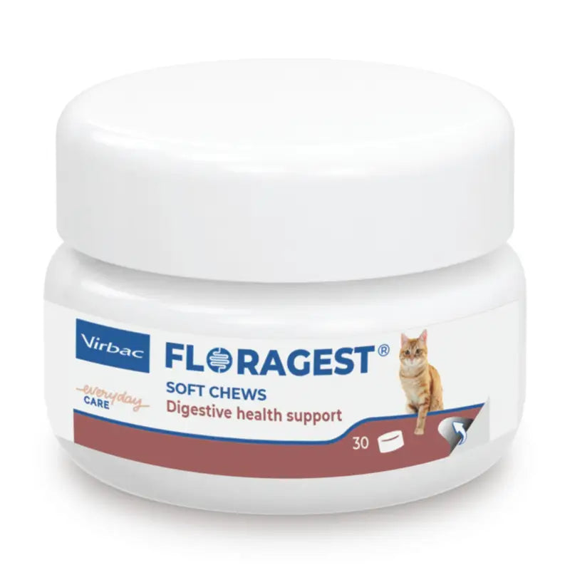 Virbac Floragest Soft Chews - Complément alimentaire digestif pour chats, 1 boîte de 30 friandises