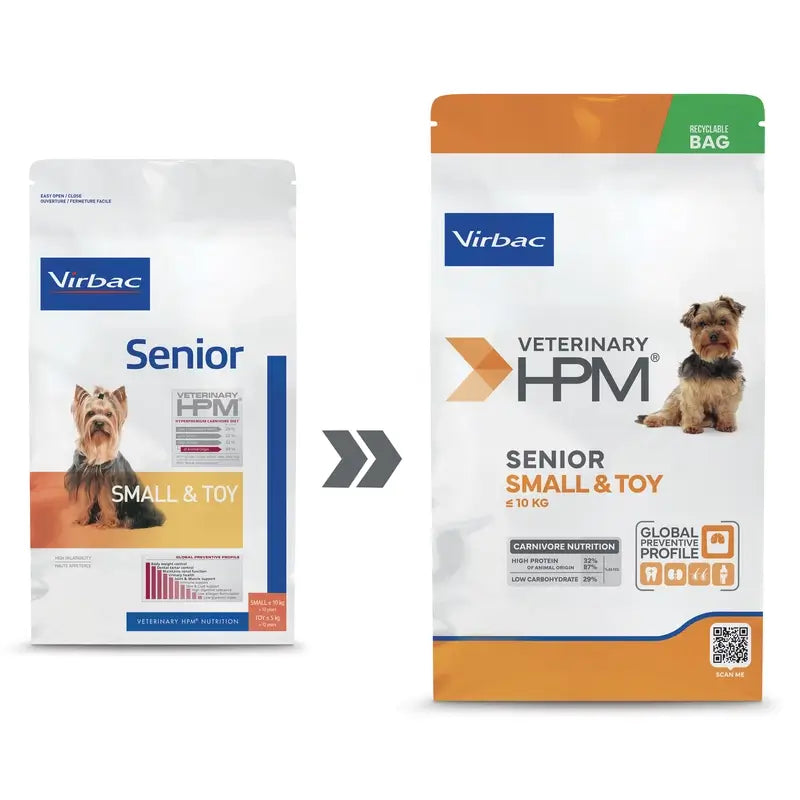 Virbac Hpm Senior Dog Small & Toy 3kg, nourriture pour chiens