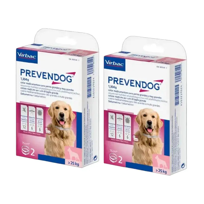 Virbac Prevendog Collier antiparasitaire, paquet de 2 x 75 cm 2 unités