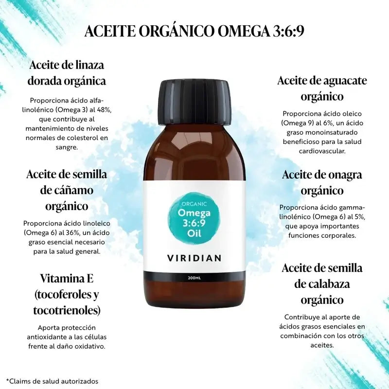 Viridian Omega 3-6-9 Oil 200Ml. Végétalien