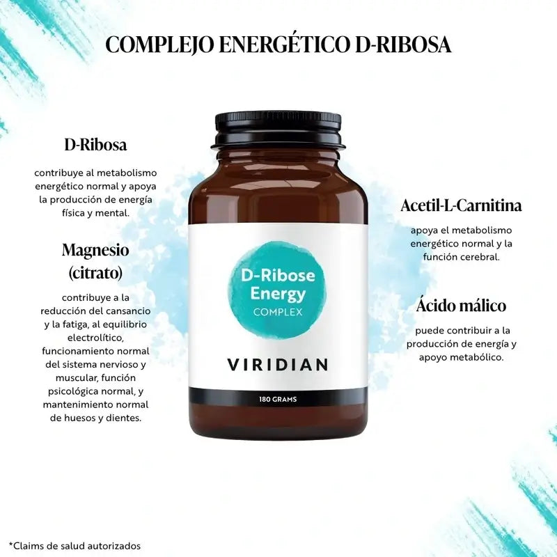 Viridian D-Ribose-Magnésium Avec Acetyl L-Carnitine 180Gr.