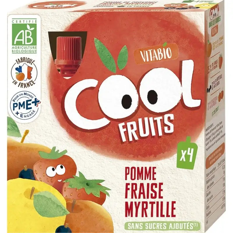 Vitabio Cool Fruits Apple, Strawberry & Blueberry 90 Gr, 4 unités
