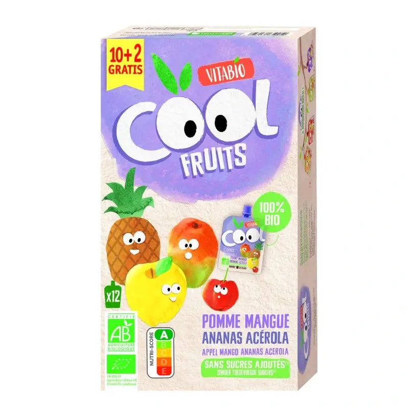 Vitabio Cool Fruits Apple, Mango & Pineapple 90 Gr, 12 unités