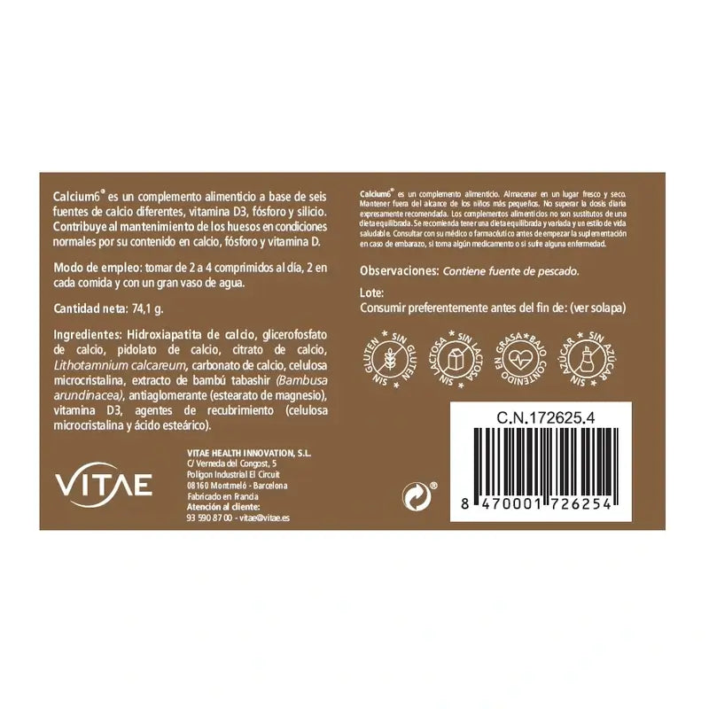 Calcium6 60 comprimés - À base de calcium et de vitamine D3