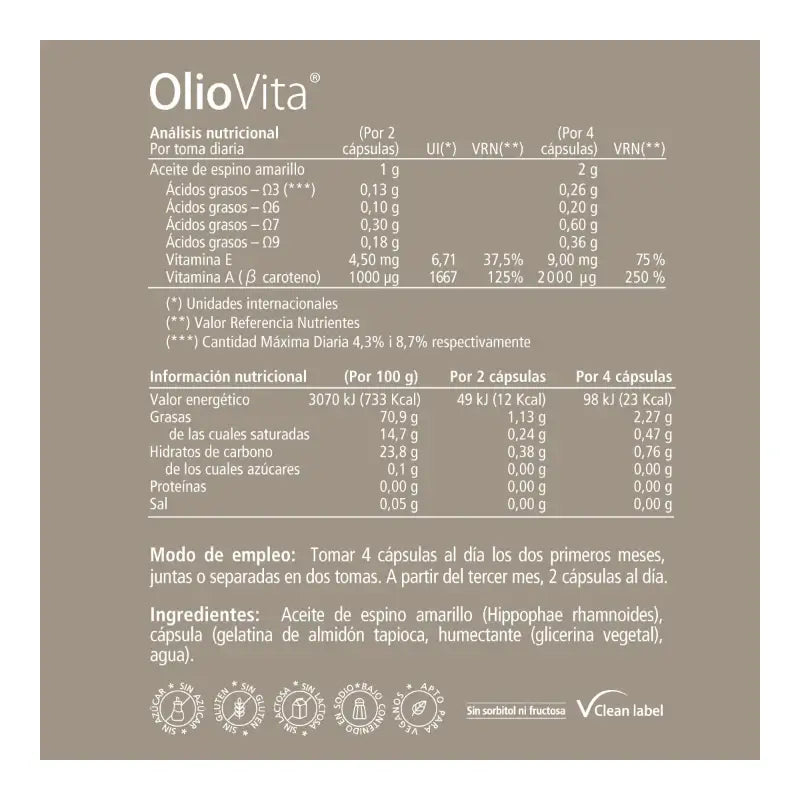 Oliovita 120 gélules - À base d'huile d'argousier riche en oméga-7