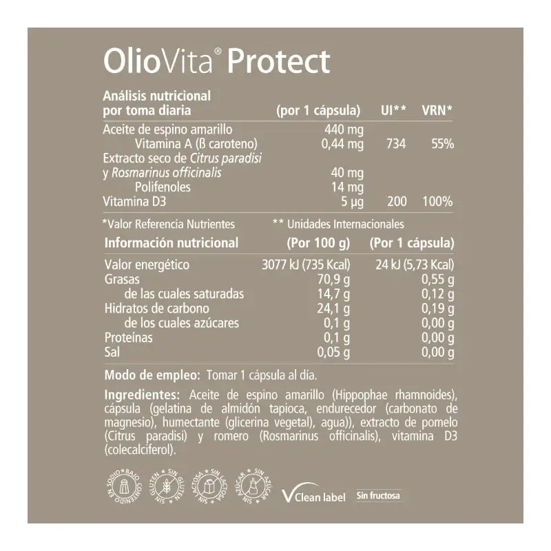 OlioVita Protect 15 gélules - À l'huile d'argousier et à la vitamine D