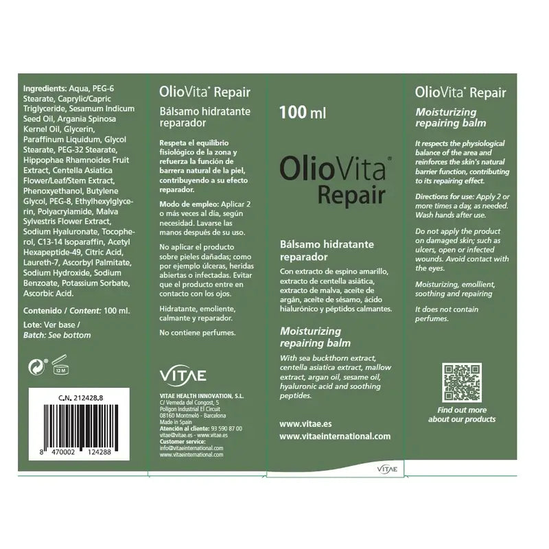 OlioVita Repair 100 ml - À l'argousier et à l'acide hyaluronique
