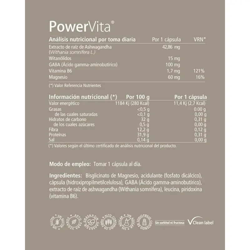 Vitae Powervita, Complément alimentaire Ashwagandha, 30 gélules