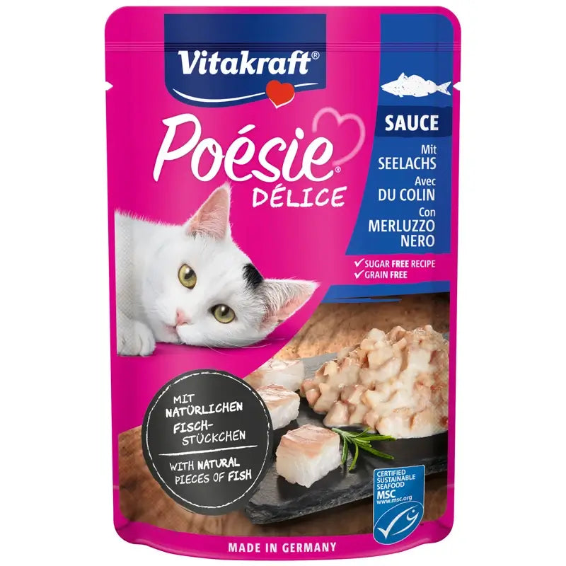 Vitakraft Poésie Delisauce, sachet de colin, 23 x 85 g