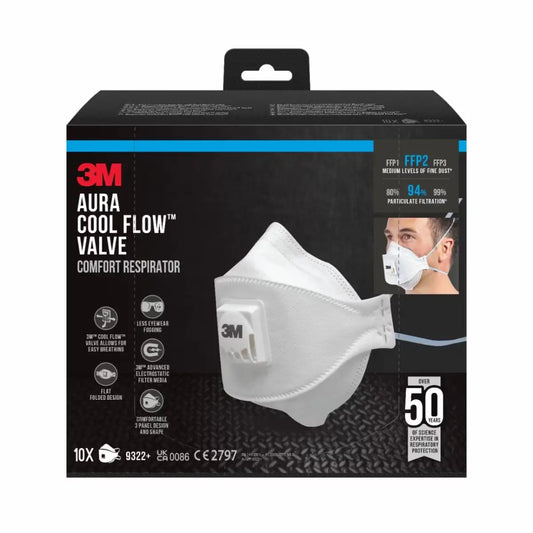 3M™ Dust & Dust Particulate Mask C/Valve 9322+ Ffp2, 2 pièces
