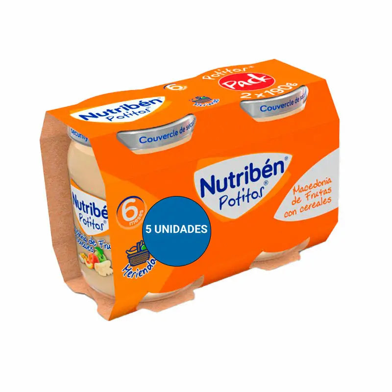 Nutriben Pack Pot Macédoine Céréales Fruits 5 X 2 X 190 Gr
