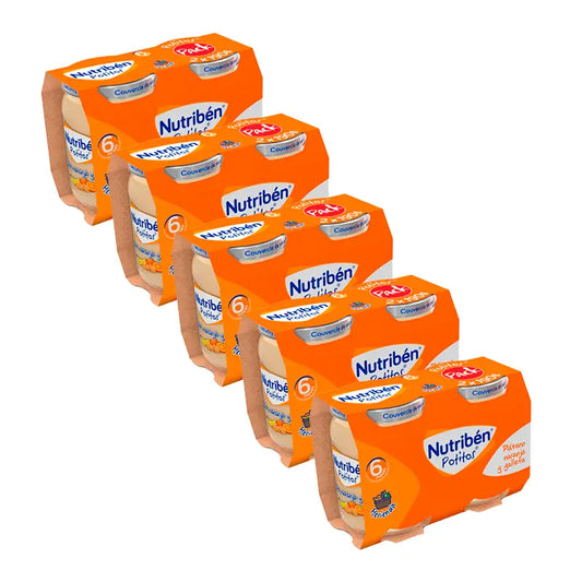 Nutriben Pack Pot Snack Banane, Orange et Biscuit 5 X 2 X190 Gr