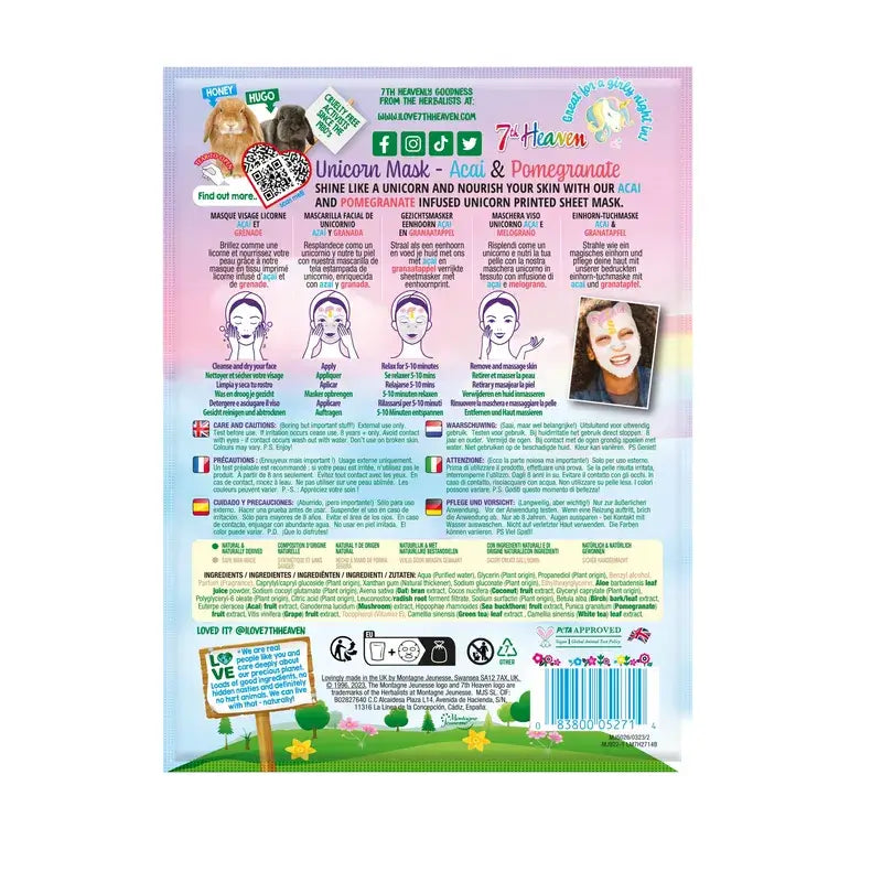 7 Heaven Animal Mask Unicorn Cloth Mask , 1 pcs.