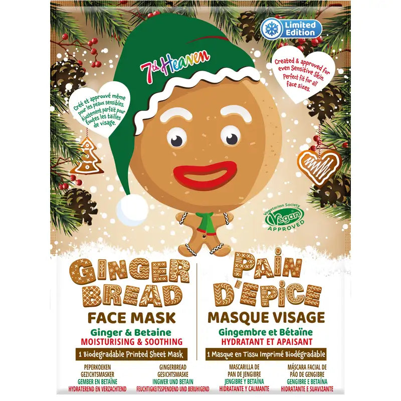 7 Heaven Christmas Gingerbread Cloth Face Mask, 2 pcs.