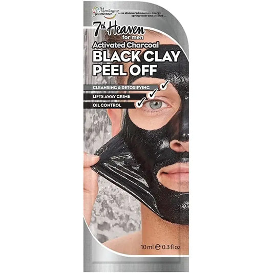 7 Heaven Men's Black Clay Peel-Off Mask , 10 ml