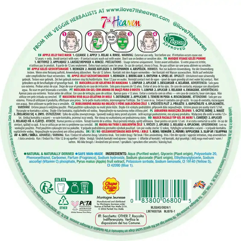 7 Heaven Jelly Chupa Chups Masque à la gelée de pomme