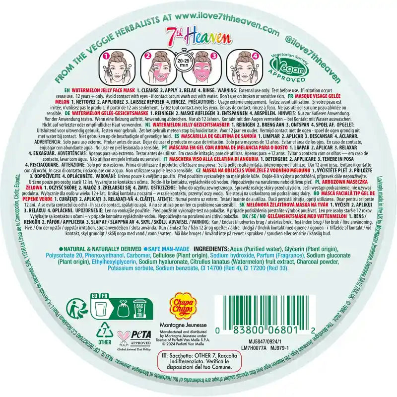 7 Heaven Jelly Chupa Chups Masque de gelée à la pastèque