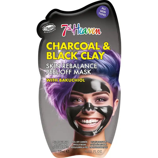 7 Heaven Peel-Off Masque rééquilibrant au charbon et à l'argile noire, 10 ml