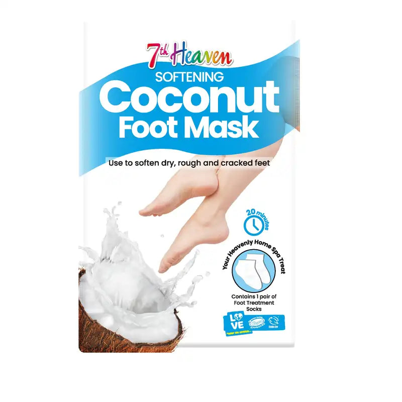 7 Heaven Masque adoucissant pour les pieds à la noix de coco, 2 unités