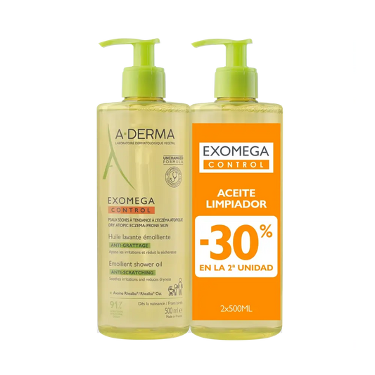 A-Derma Exomega Control Huile de Douche Emolliente Anti-Irritation 2 X 500 Ml