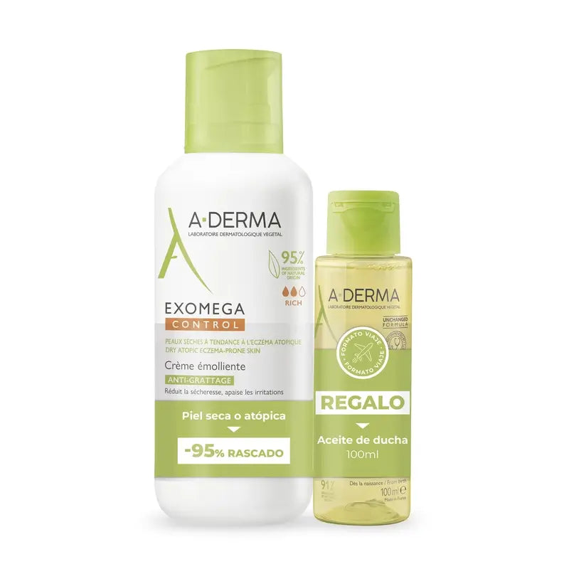 A-Derma Exomega Control Emollient Anti-irritation Cream Pack 400ml + Oil 100ml Free Gift