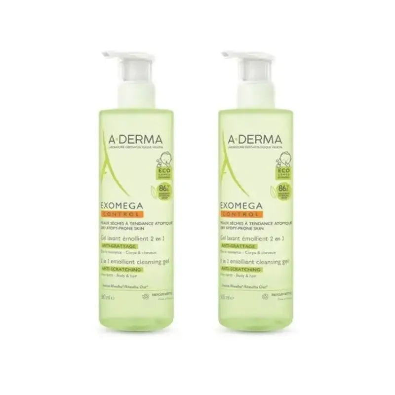 A-Derma Exomega Gel Nettoyant 2 en 1, 2X500 Ml