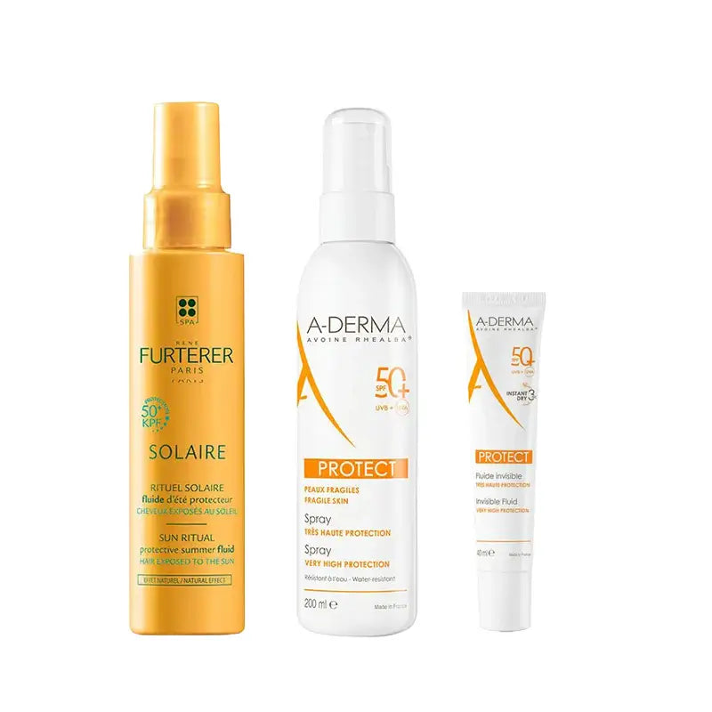A-Derma Protect Invisible Sunscreen Fluid Spf50+ 40 Ml + Protect Sun Spray Spf50+ 200 Ml + Protective Sunscreen Fluid Kpf 50⁺ 100 Ml