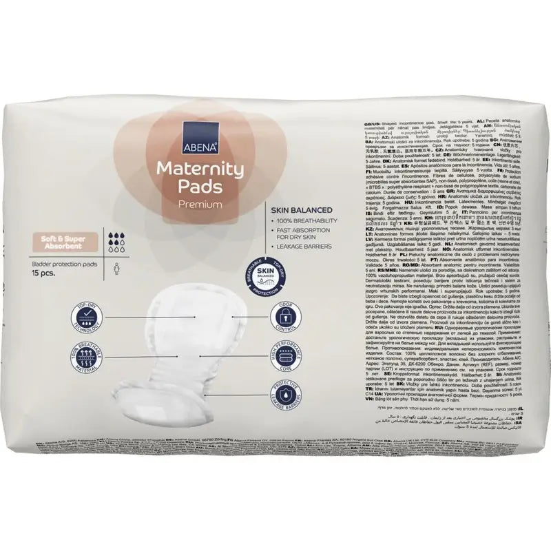 Abena, serviettes hygiéniques de maternité Premium, 15 unités