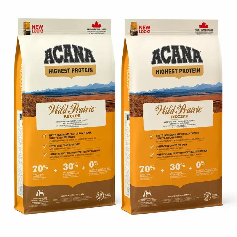 Acana Canine Adult Regionals Wild Prairie 11,4 Kg Croquettes pour chien , pack 2
