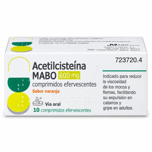 Acetylcysteine Mabo 600 mg Orange Flavour, 10 Comprimés Effervescents