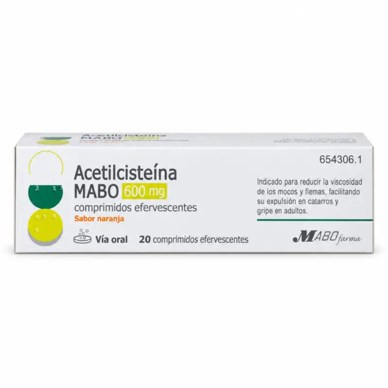 Mabo Acetylcysteine 600 mg Orange Flavour, 20 Comprimés Effervescents
