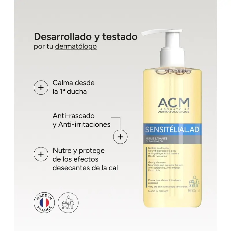 Acm Laboratoires Sensitelial.Ad Huile lavante 500 Ml
