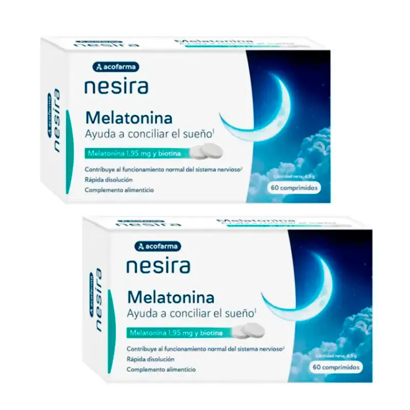 Acofar Acofarvital Mélatonine 1,95 mg, Boîte 2 x 60 comprimés