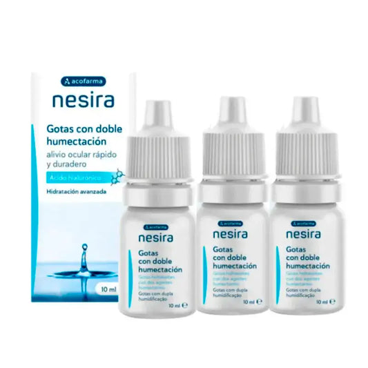 Acofar Nesira Double Gouttes Hydratantes avec Ac. Acide Hyaluronique, Pack 3 x 10 ml
