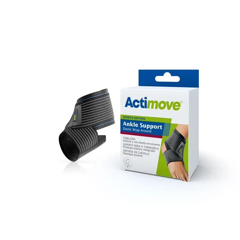 Actimove Elastic Ankle Brace With Adjustable Stabilising Strap, Black, Size S