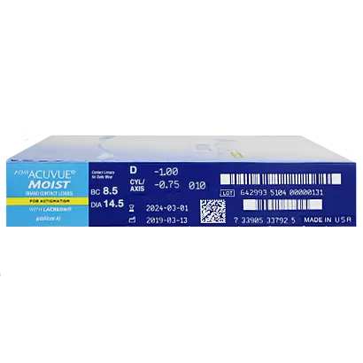 Acuvue 1 Day Moist Daily Toric Lenses , 90 unités